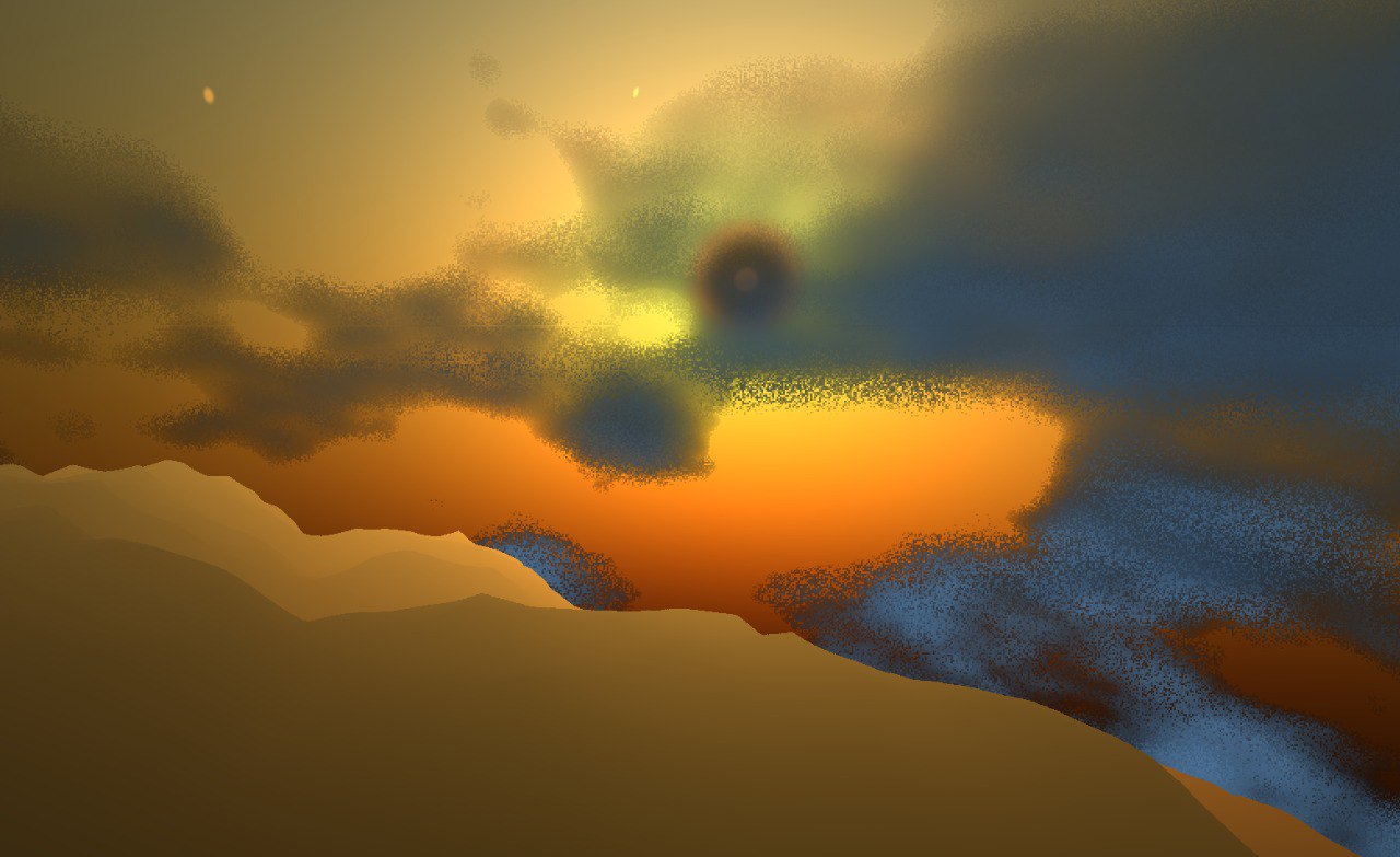 Early dark atmosphere — no visible clouds yet
